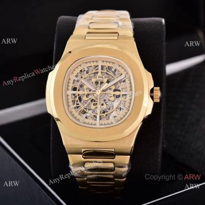 High Quality  Replica Watches Wholesale Patek Philippe Nautilus Skeleton Watches Yellow Gold